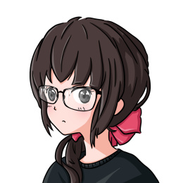 可爱戴眼镜女生扎红带Q版人物头像