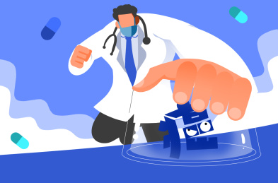 卡通手绘医生制服癌症插画