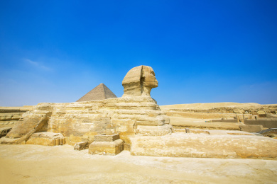 非洲埃及开罗吉萨金字塔和狮身人面像