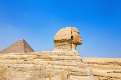 非洲埃及开罗吉萨金字塔和狮身人面像