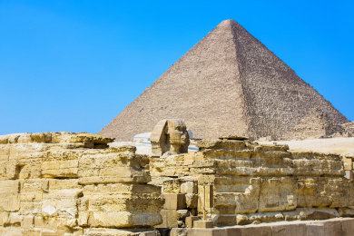 非洲埃及开罗吉萨金字塔和狮身人面像