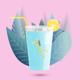 夏季潜水饮料插画