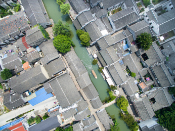 航拍浙江南浔水乡