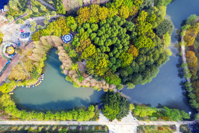 春天航拍温州马鞍池公园