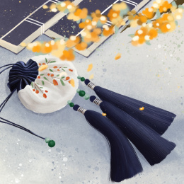 黄花白蓝香囊荷包