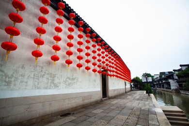 浙江南浔水乡红灯笼