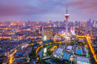 成都市标志性建筑339锦绣天府塔夜景