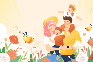 亲子游矢量插画