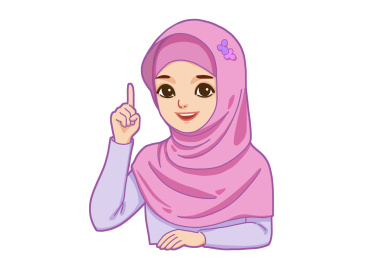 一个正在发言的穆斯林女孩 手绘插画