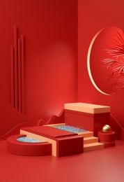 3D模拟场景彩色产品展台创意图