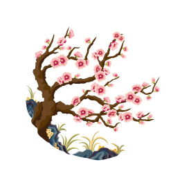 彩色梅花传统植物图案