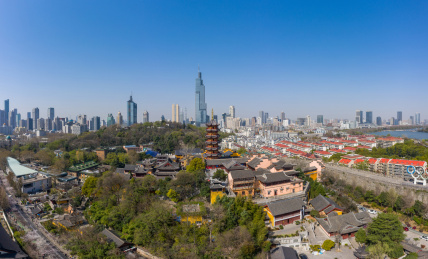 航拍千年古刹南京鸡鸣寺