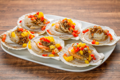 俯拍日本北海道大扇贝