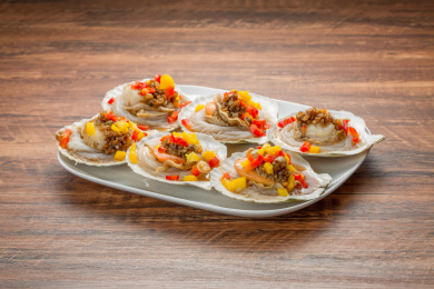 俯拍日本北海道大扇贝