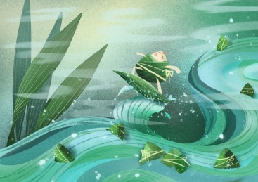 端午节粽子们欢乐的冲浪