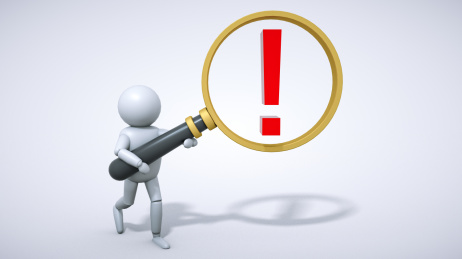 小白人拿着放大镜观察叹号发现答案