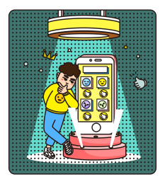 比赛活动夸张人物描边风格矢量插画