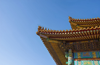 北京故宫内古建筑风格的檐角