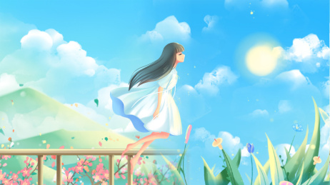 少女从春天过渡到夏天
