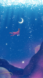 光照下蓝色海底里的游泳的人