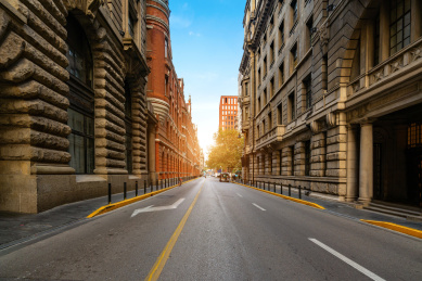 上海外滩老建筑和公路