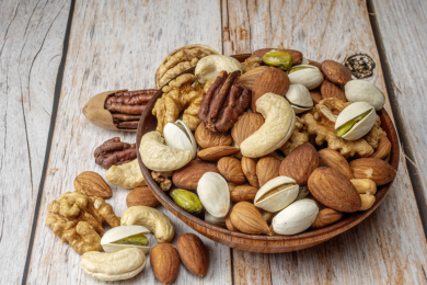 混合坚果每日坚果木纹背景