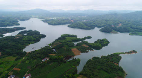航拍中国安徽宣城郎溪观天下景区天子湖风光
