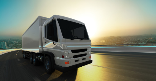 送货卡车， 3d渲染。