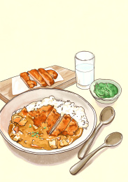 在家健身的休闲时光插画