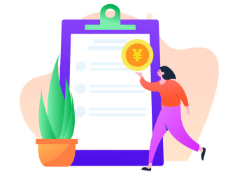 邀请问卷调查的女性插画