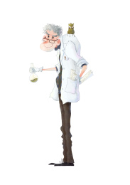 拿着化学试管的科学怪老头