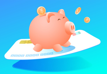 小猪存钱罐在银行卡上奔跑