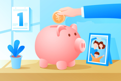 一只手将金币放入存钱罐中