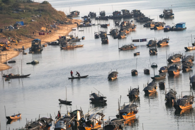 广东三水大塘，水上渔村
