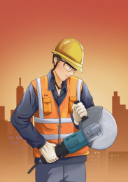 劳动者建筑工人施工场景插画