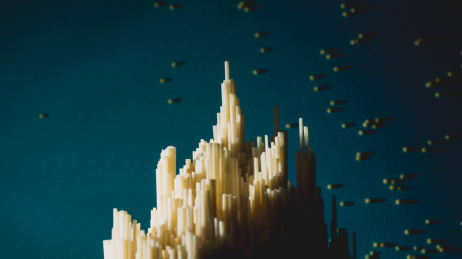 面条组成的建筑群