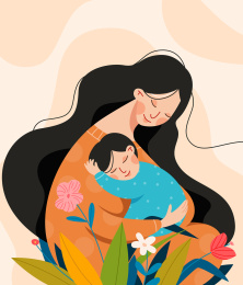 母亲节母婴插画