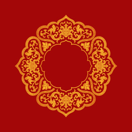 金色传统花纹图案,红色背景