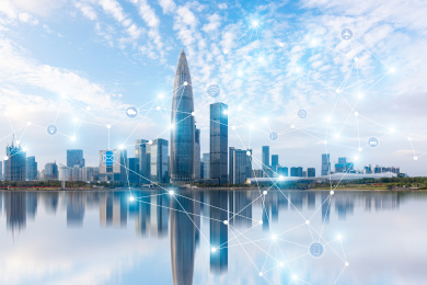 深圳人才公园和5G智慧城市概念