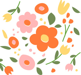 可爱的卡通矢量花朵图案