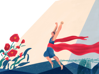 迈向人生胜利终点的奔跑者插画插图