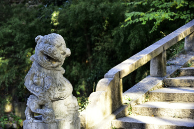 中国江苏省苏州虎丘风景区的石雕