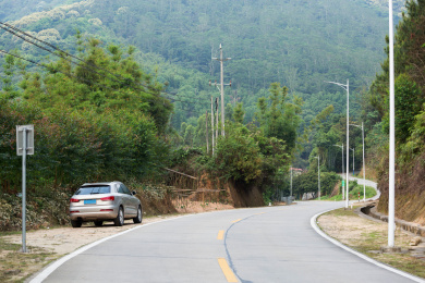 停靠在公路边的汽车