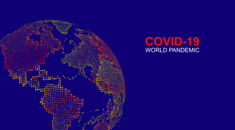 冠状病毒在全球蔓延，概念插图。