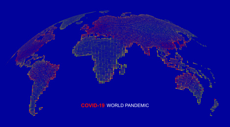冠状病毒在全球蔓延，概念插图。