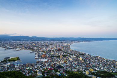 日本北海道函馆山视角高角度俯瞰函馆夜景