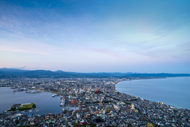 日本北海道函馆山视角高角度俯瞰函馆夜景