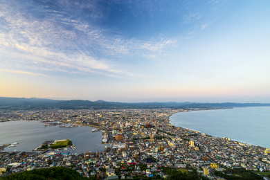 日本北海道函馆山视角高角度俯瞰函馆夜景