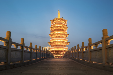 洛阳朱樱塔夜景