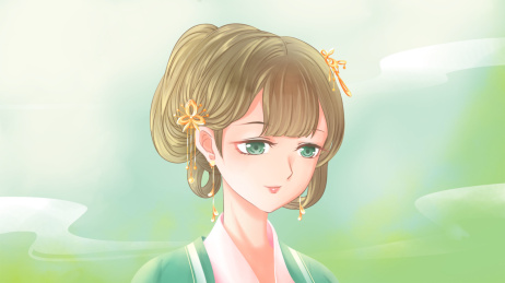 美丽古风少女头像，唯美二次元插画